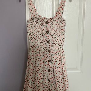 White dress women’s with buttons and floral design